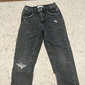 Zara girls black straight leg denim